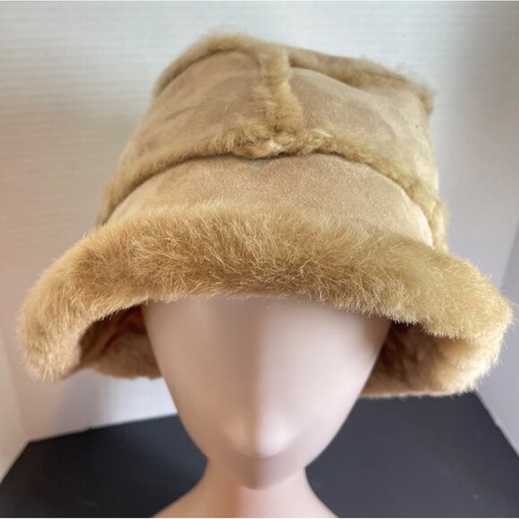 Vintage Womens Tan Faux Fur Bucket Hat main image 11